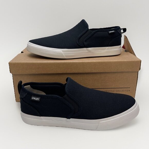 Oakley B1B Banks Classic Slip-On Shoes Men Sz 8 Black Canvas Skate Sneakers NEW - Picture 1 of 9